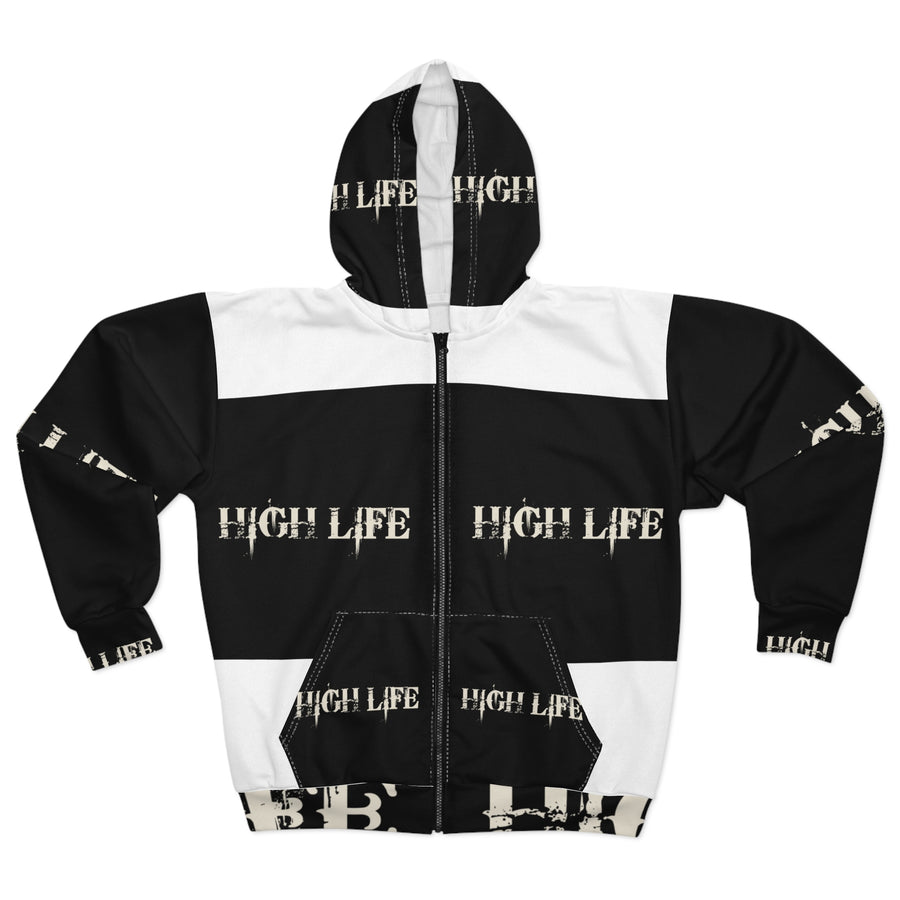 HIGH LIFE — Zip Hoodie All-Over Scatter · Logo