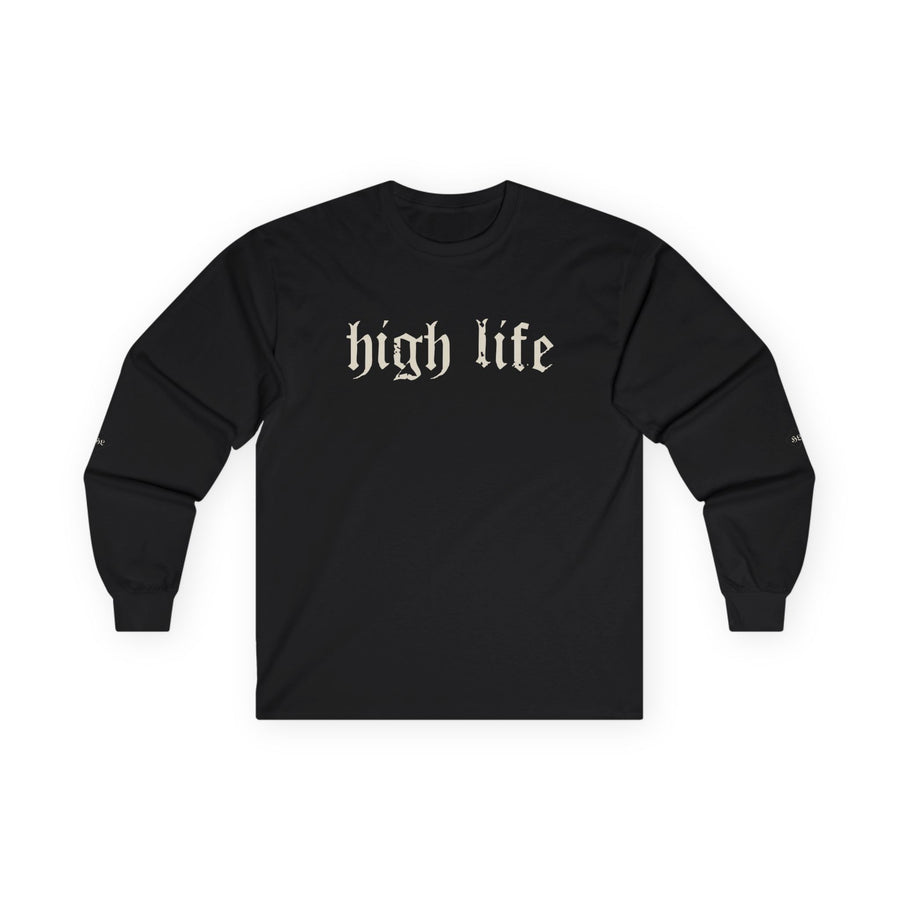 HIGH LIFE — Manga Larga Gótica · Vertical · Logo